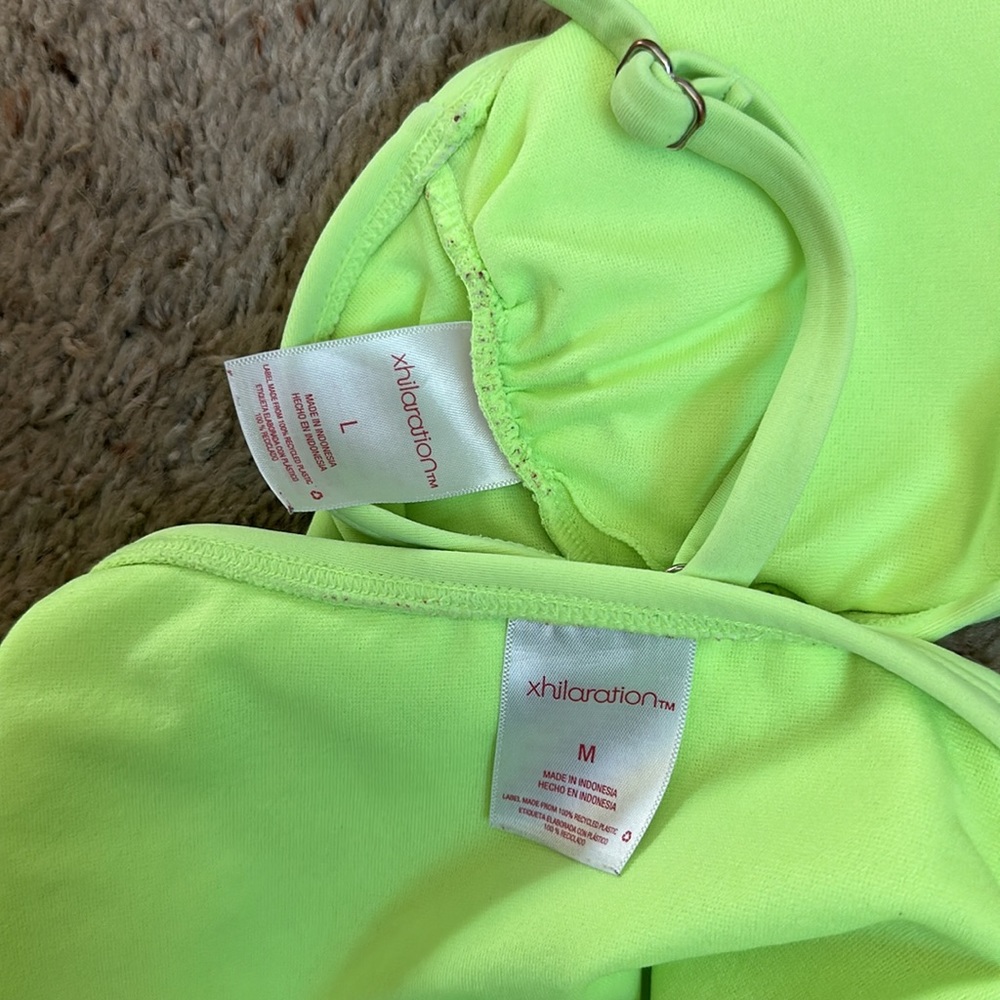 WOMENS xhilaration lime green 2 piece swimsuit size M&L - Picture 10 of 10